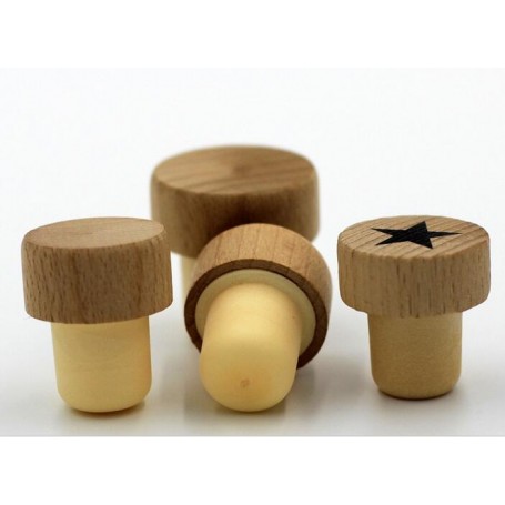 Wooden top wine cork